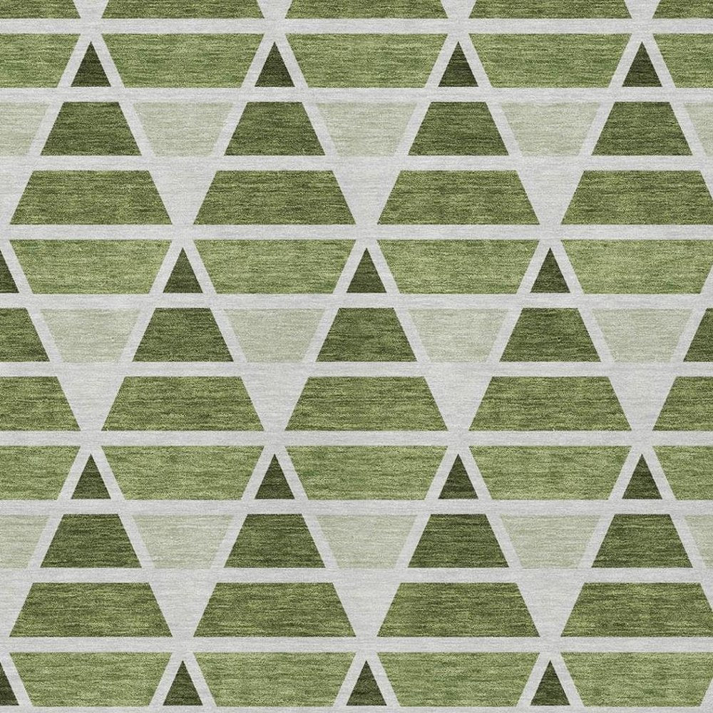 5' X 8' Fern Green And Green Geometric Washable Indoor Outdoor Area Rug HomeRoots