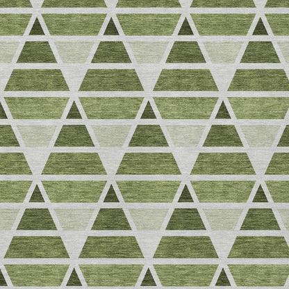 5' X 8' Fern Green And Green Geometric Washable Indoor Outdoor Area Rug HomeRoots