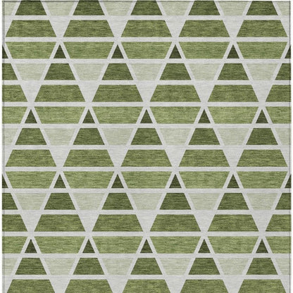 5' X 8' Fern Green And Green Geometric Washable Indoor Outdoor Area Rug HomeRoots