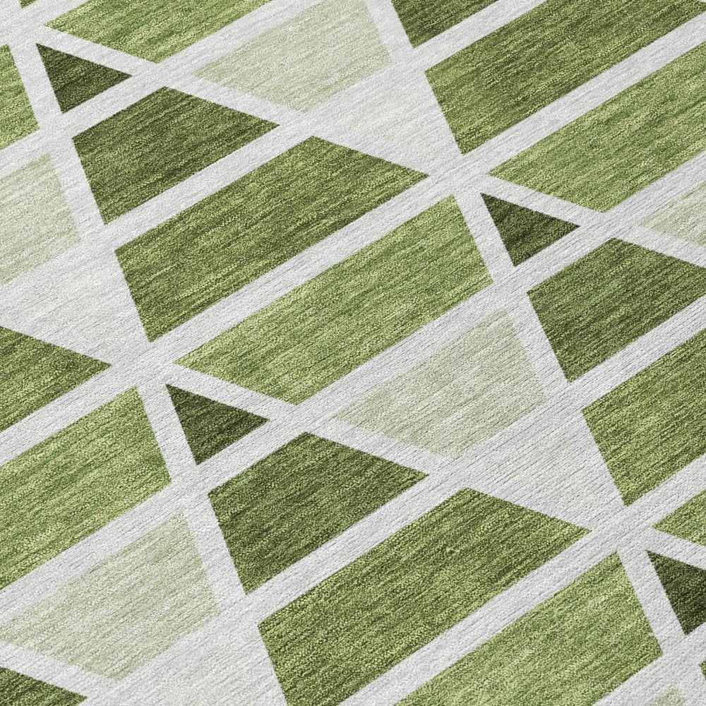 5' X 8' Fern Green And Green Geometric Washable Indoor Outdoor Area Rug HomeRoots