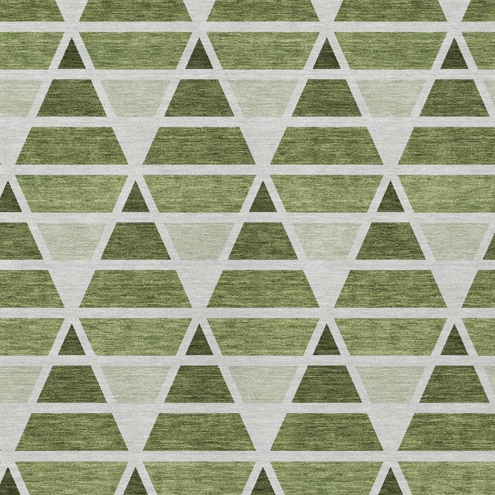 8' X 10' Fern Green And Green Geometric Washable Indoor Outdoor Area Rug HomeRoots