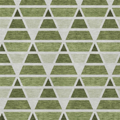 8' X 10' Fern Green And Green Geometric Washable Indoor Outdoor Area Rug HomeRoots