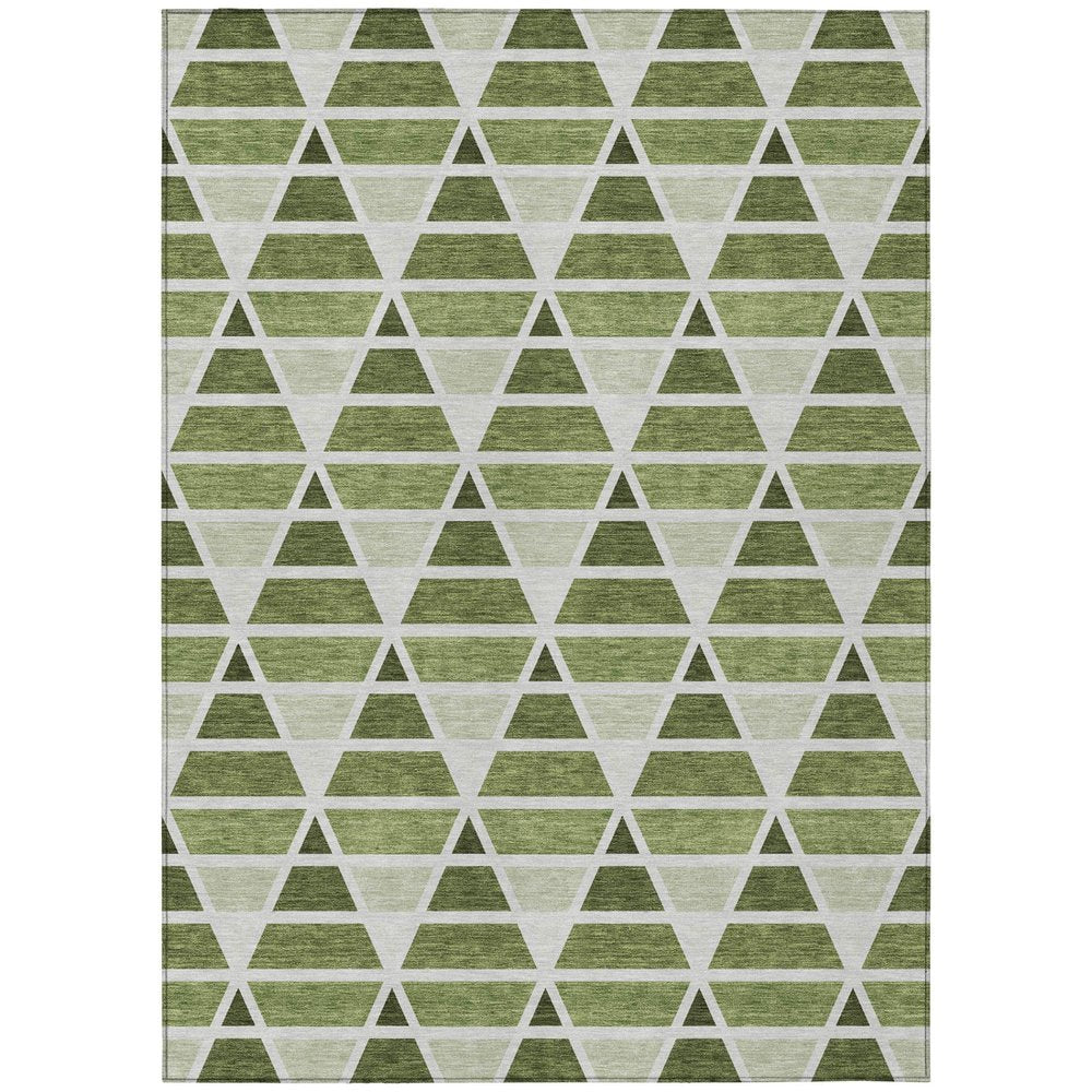 8' X 10' Fern Green And Green Geometric Washable Indoor Outdoor Area Rug HomeRoots