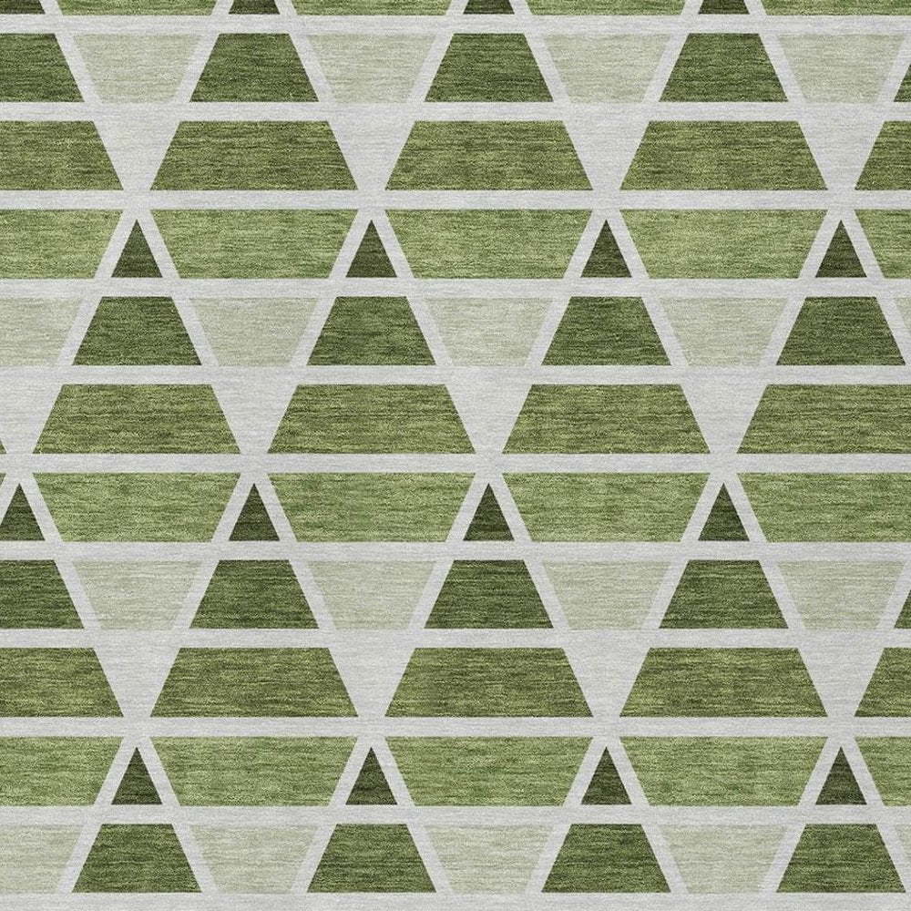 10' X 14' Fern Green And Green Geometric Washable Indoor Outdoor Area Rug HomeRoots