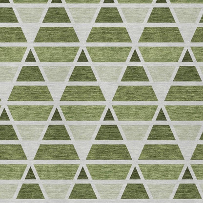 10' X 14' Fern Green And Green Geometric Washable Indoor Outdoor Area Rug HomeRoots