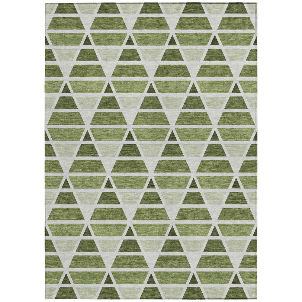 10' X 14' Fern Green And Green Geometric Washable Indoor Outdoor Area Rug HomeRoots