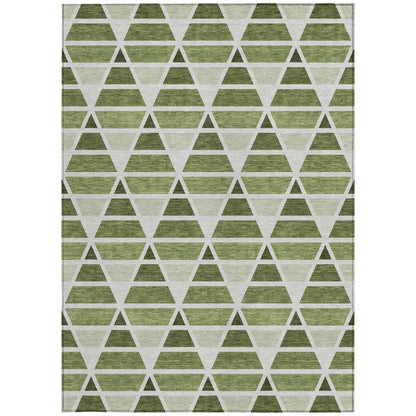 10' X 14' Fern Green And Green Geometric Washable Indoor Outdoor Area Rug HomeRoots