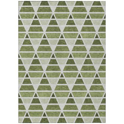 10' X 14' Fern Green And Green Geometric Washable Indoor Outdoor Area Rug HomeRoots