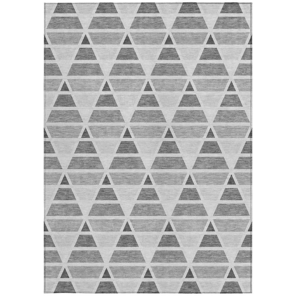 3' X 5' Gray And Silver Geometric Washable Indoor Outdoor Area Rug HomeRoots