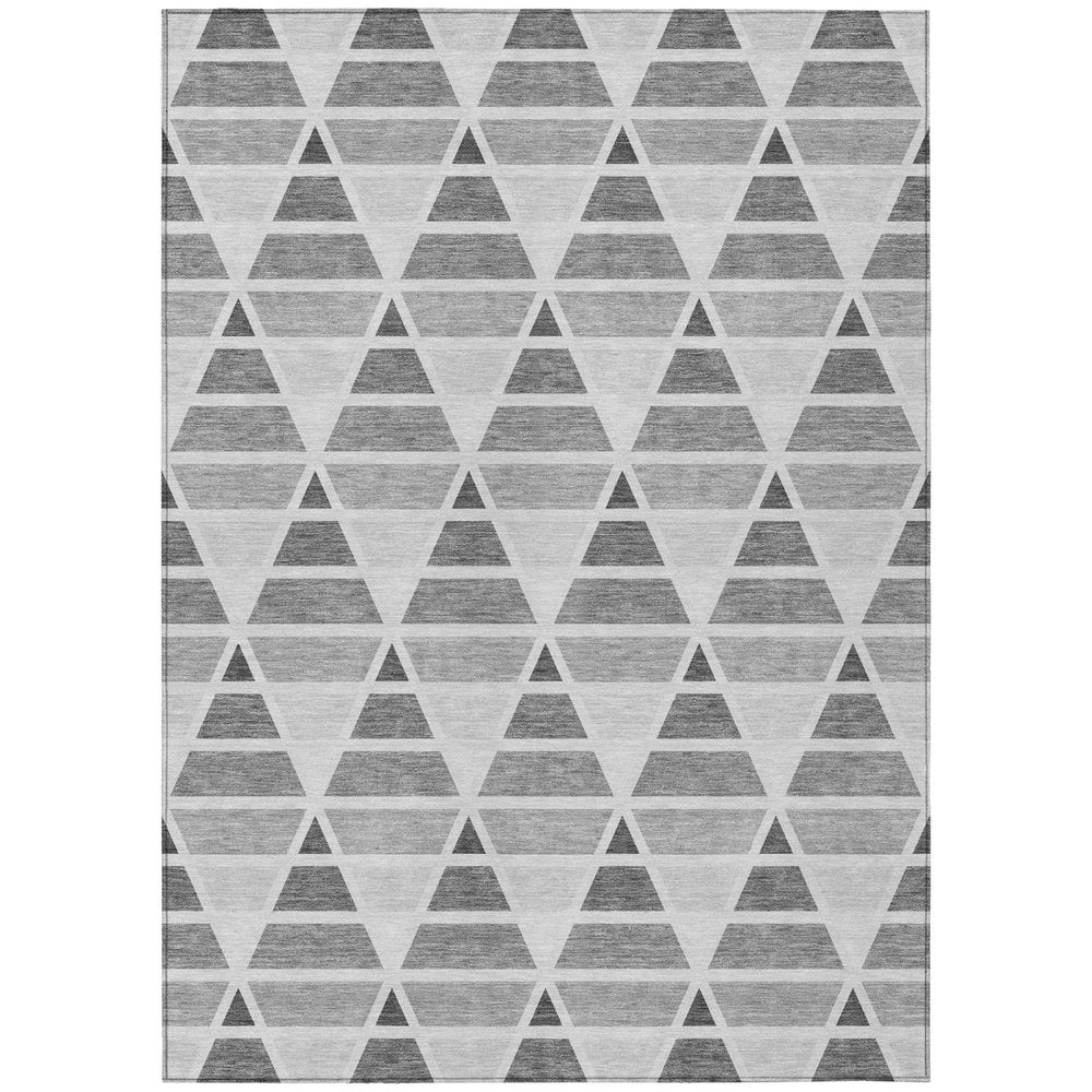 3' X 5' Gray And Silver Geometric Washable Indoor Outdoor Area Rug HomeRoots