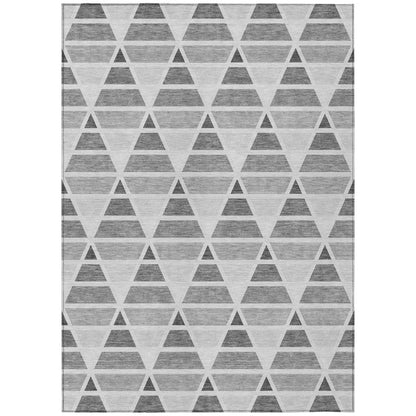 3' X 5' Gray And Silver Geometric Washable Indoor Outdoor Area Rug HomeRoots