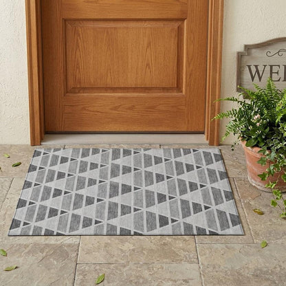3' X 5' Gray And Silver Geometric Washable Indoor Outdoor Area Rug HomeRoots