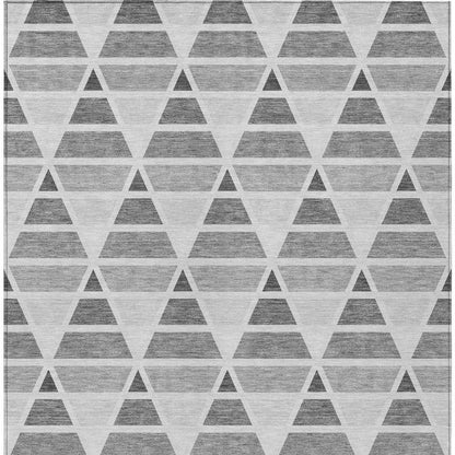 5' X 8' Gray And Silver Geometric Washable Indoor Outdoor Area Rug HomeRoots