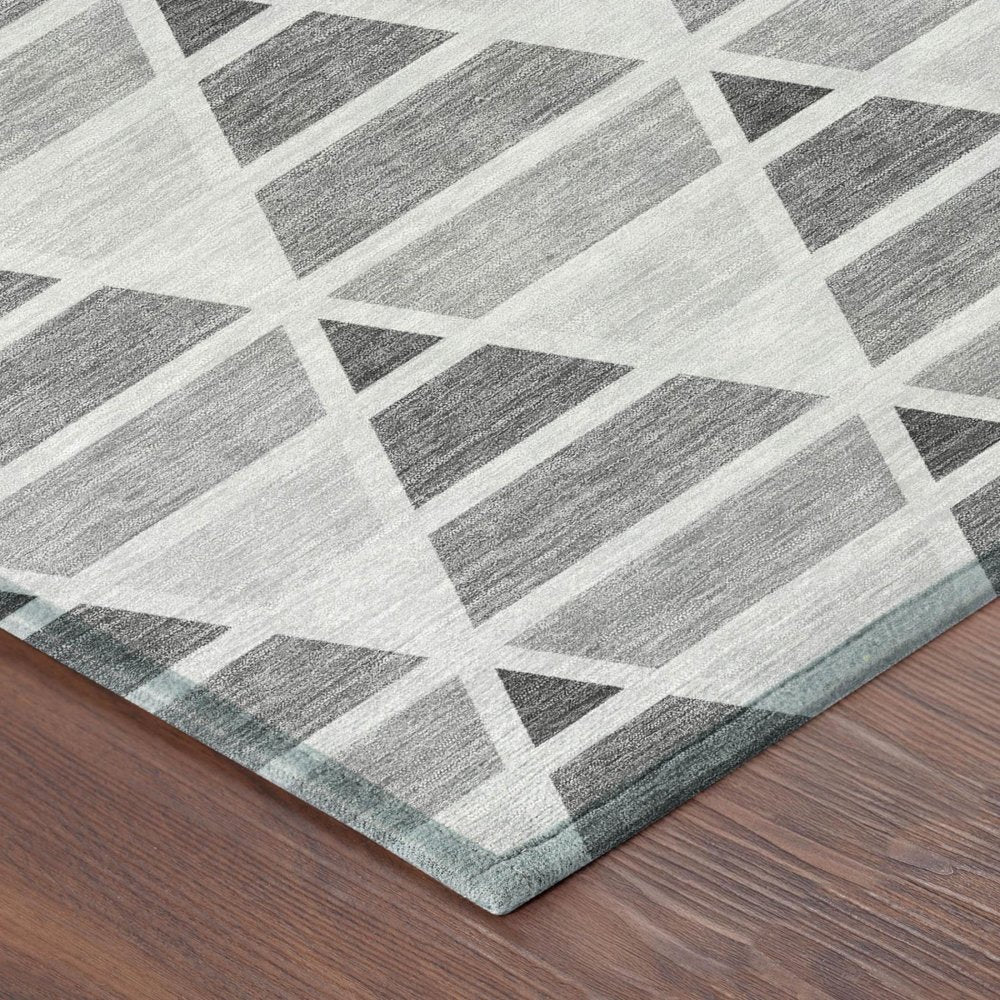 5' X 8' Gray And Silver Geometric Washable Indoor Outdoor Area Rug HomeRoots
