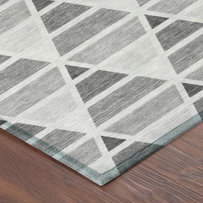 5' X 8' Gray And Silver Geometric Washable Indoor Outdoor Area Rug HomeRoots