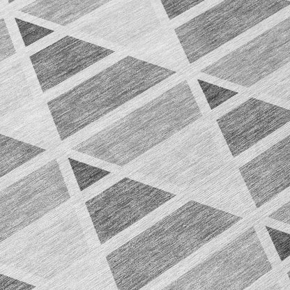 8' Gray And Silver Round Geometric Washable Indoor Outdoor Area Rug HomeRoots