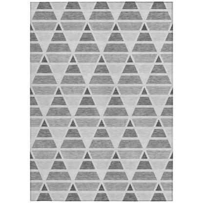 10' X 14' Gray And Silver Geometric Washable Indoor Outdoor Area Rug HomeRoots
