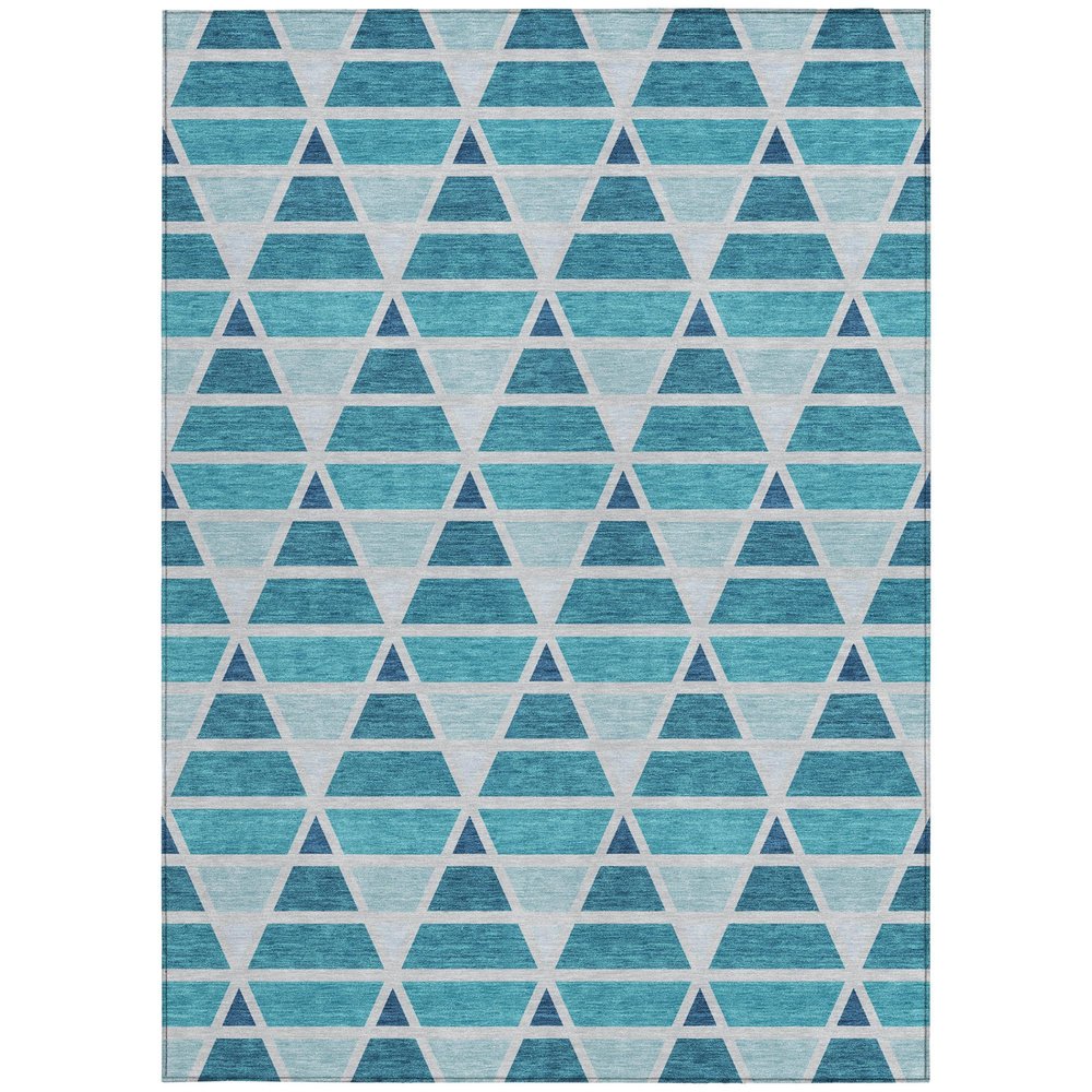 3' X 5' Teal Blue And Turquoise Geometric Washable Indoor Outdoor Area Rug HomeRoots