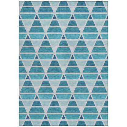 3' X 5' Teal Blue And Turquoise Geometric Washable Indoor Outdoor Area Rug HomeRoots