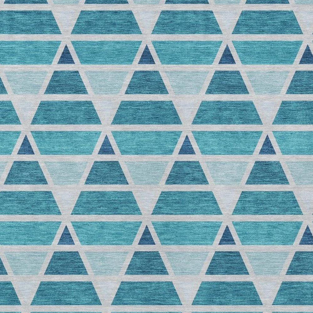 8' X 10' Teal Blue And Turquoise Geometric Washable Indoor Outdoor Area Rug HomeRoots