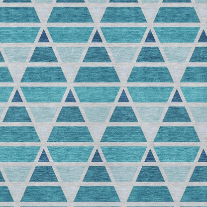 8' X 10' Teal Blue And Turquoise Geometric Washable Indoor Outdoor Area Rug HomeRoots