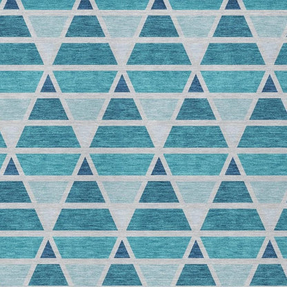 9' X 12' Teal Blue And Turquoise Geometric Washable Indoor Outdoor Area Rug HomeRoots