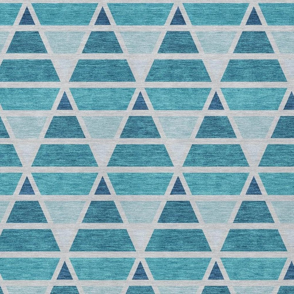 10' X 14' Teal Blue And Turquoise Geometric Washable Indoor Outdoor Area Rug HomeRoots