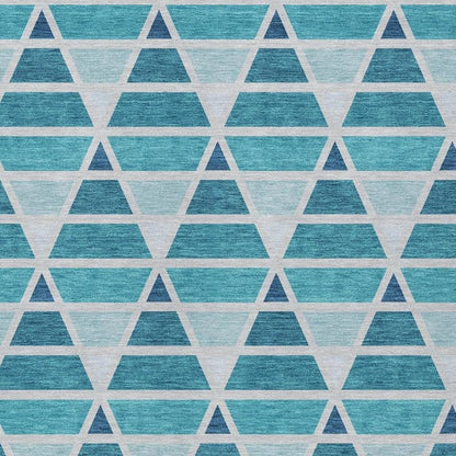 10' X 14' Teal Blue And Turquoise Geometric Washable Indoor Outdoor Area Rug HomeRoots