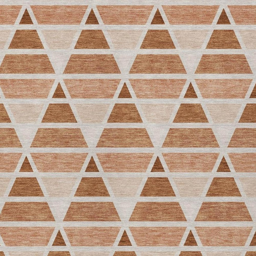 3' X 5' Orange And Rust Geometric Washable Indoor Outdoor Area Rug HomeRoots