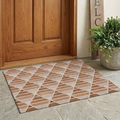 3' X 5' Orange And Rust Geometric Washable Indoor Outdoor Area Rug HomeRoots