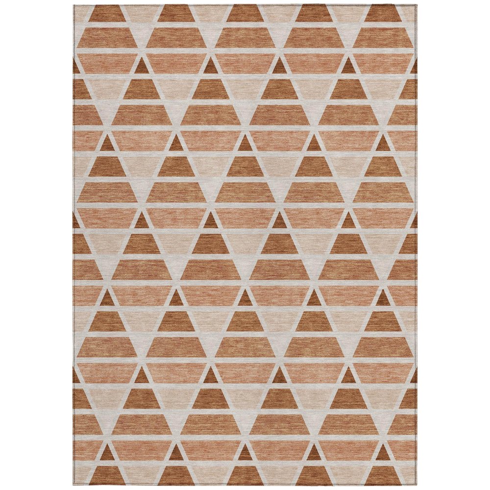 5' X 8' Orange And Rust Geometric Washable Indoor Outdoor Area Rug HomeRoots