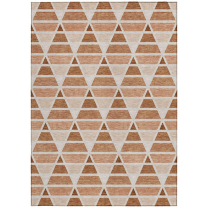 5' X 8' Orange And Rust Geometric Washable Indoor Outdoor Area Rug HomeRoots