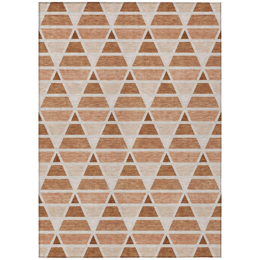 5' X 8' Orange And Rust Geometric Washable Indoor Outdoor Area Rug HomeRoots