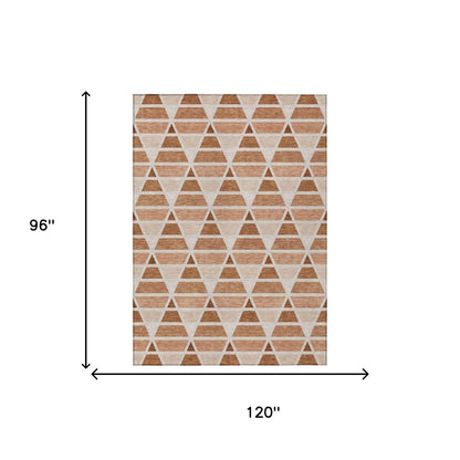 8' X 10' Orange And Rust Geometric Washable Indoor Outdoor Area Rug HomeRoots