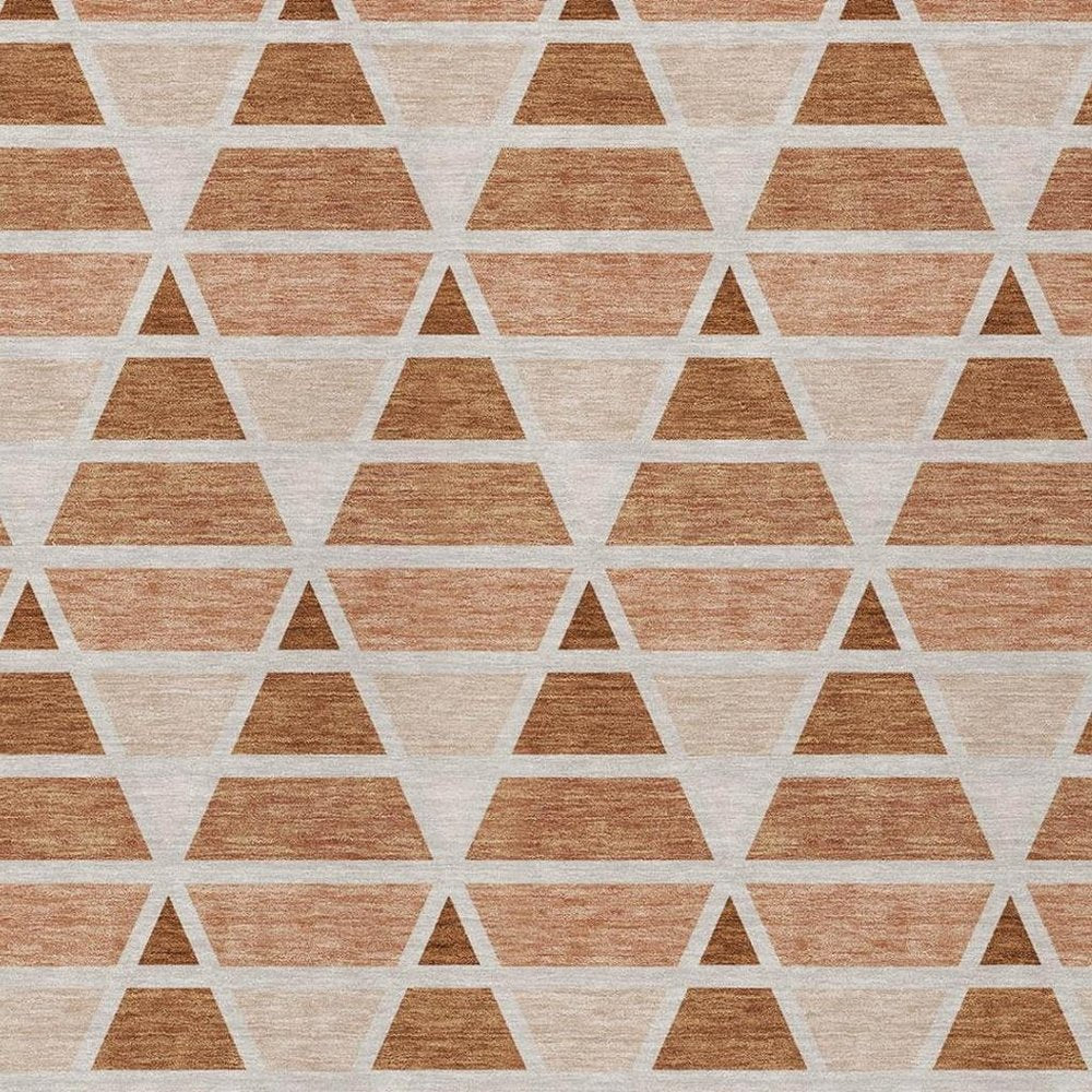 8' X 10' Orange And Rust Geometric Washable Indoor Outdoor Area Rug HomeRoots