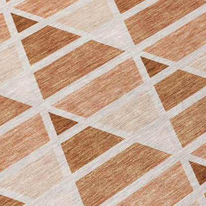 8' X 10' Orange And Rust Geometric Washable Indoor Outdoor Area Rug HomeRoots