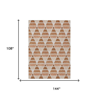 9' X 12' Orange And Rust Geometric Washable Indoor Outdoor Area Rug HomeRoots