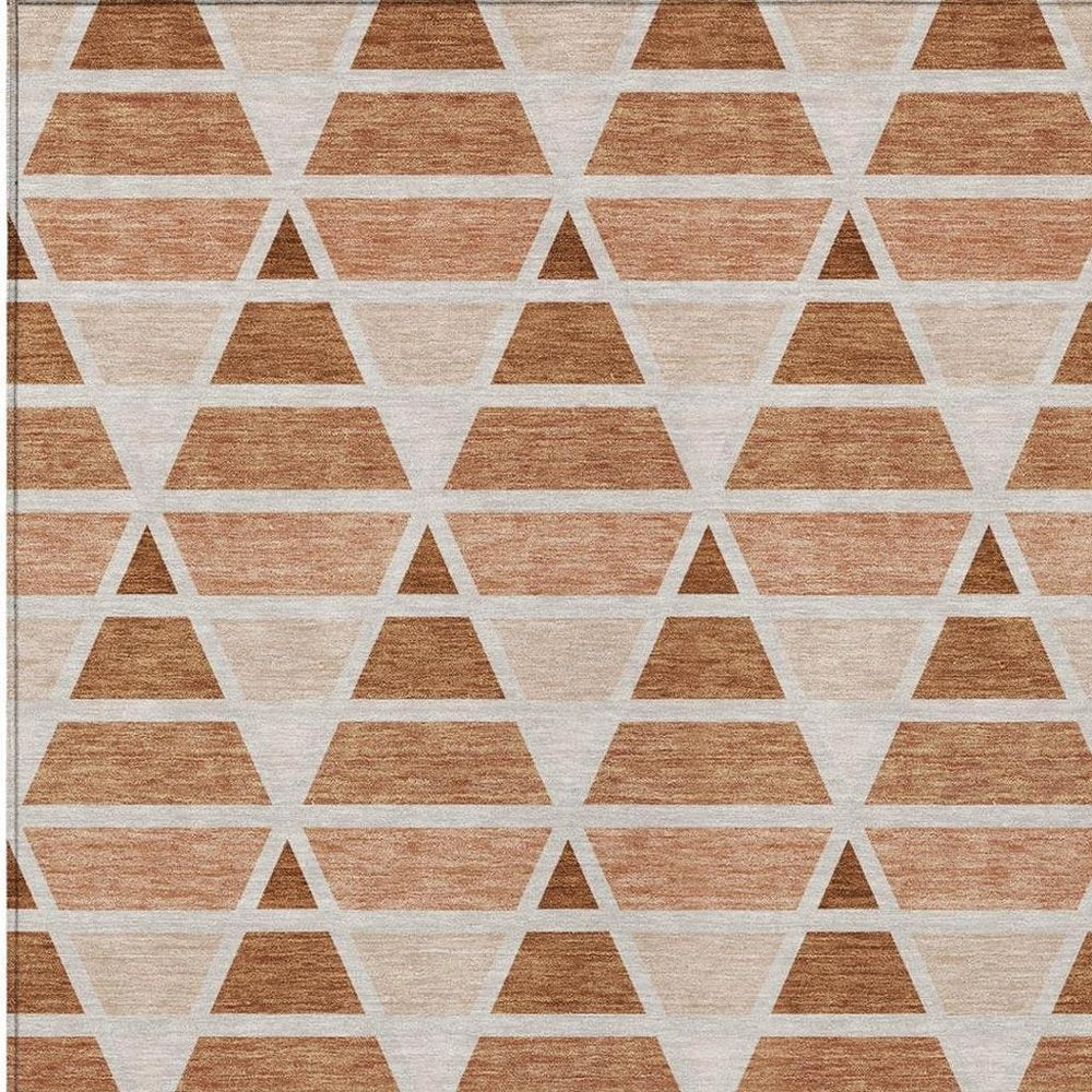 9' X 12' Orange And Rust Geometric Washable Indoor Outdoor Area Rug HomeRoots