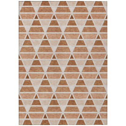 9' X 12' Orange And Rust Geometric Washable Indoor Outdoor Area Rug HomeRoots