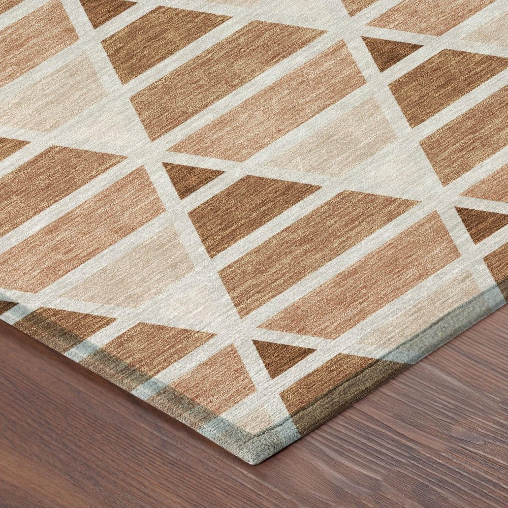 9' X 12' Orange And Rust Geometric Washable Indoor Outdoor Area Rug HomeRoots