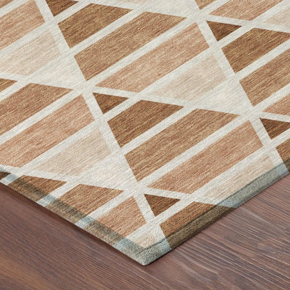 9' X 12' Orange And Rust Geometric Washable Indoor Outdoor Area Rug HomeRoots