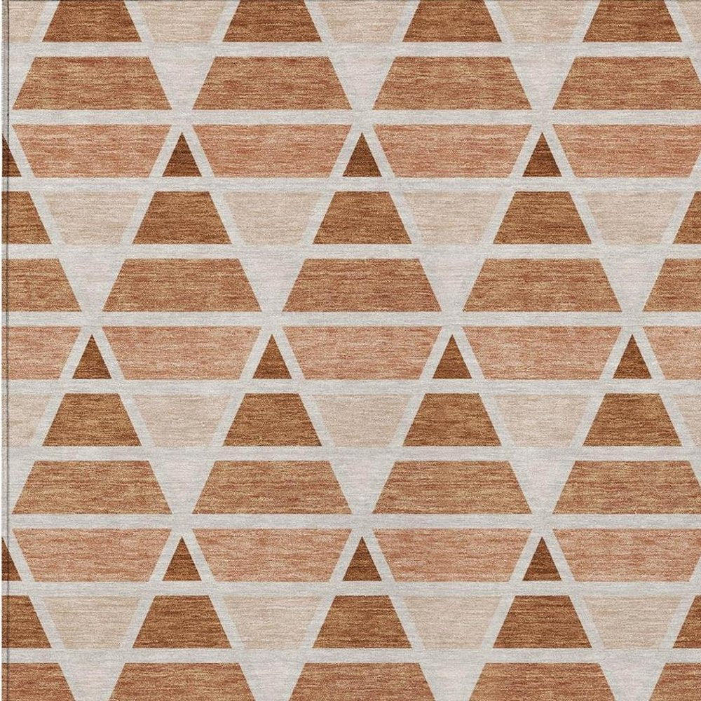 10' X 14' Orange And Rust Geometric Washable Indoor Outdoor Area Rug HomeRoots