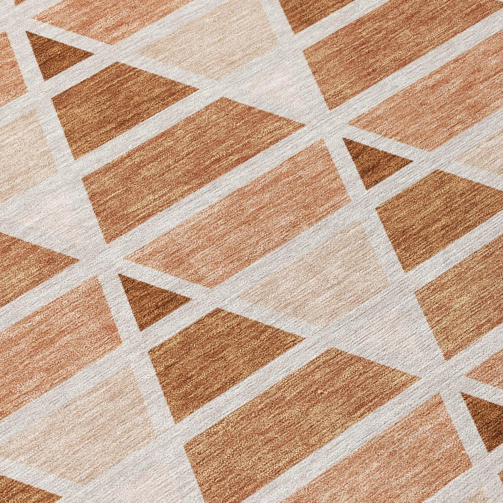 10' X 14' Orange And Rust Geometric Washable Indoor Outdoor Area Rug HomeRoots
