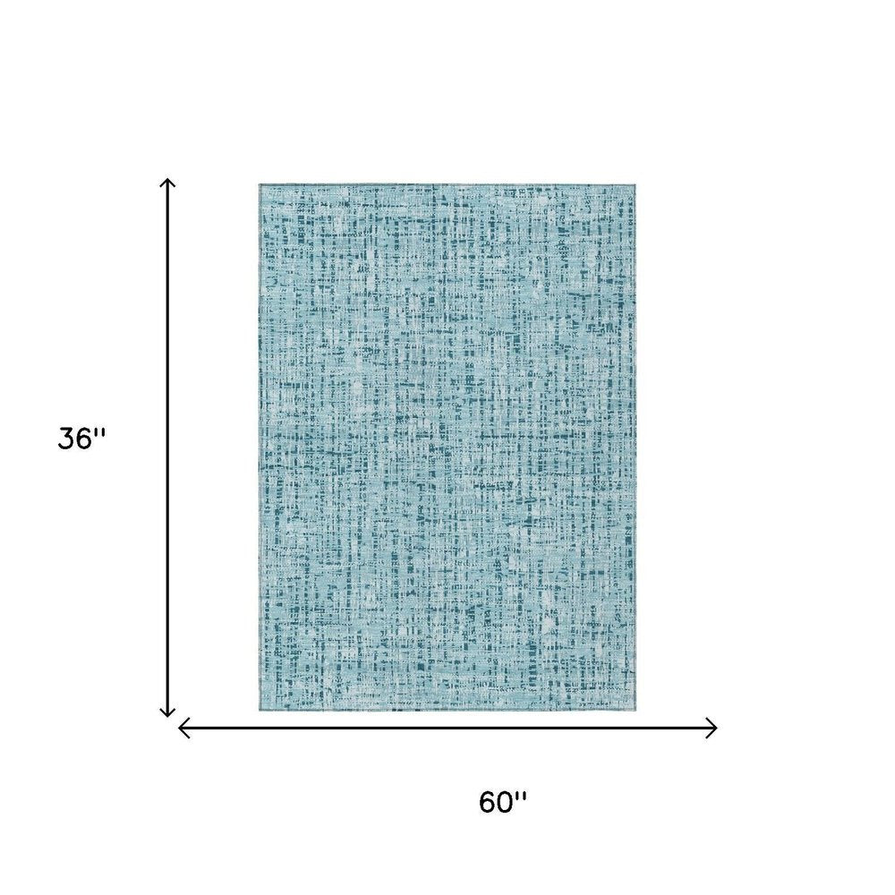 3' X 5' Aqua And Teal Blue Abstract Washable Indoor Outdoor Area Rug HomeRoots