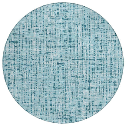 8' Aqua And Teal Blue Round Abstract Washable Indoor Outdoor Area Rug HomeRoots