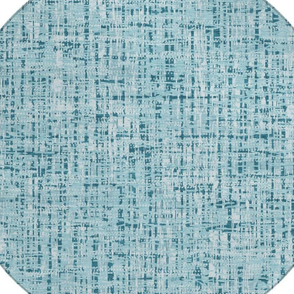 8' Aqua And Teal Blue Round Abstract Washable Indoor Outdoor Area Rug HomeRoots