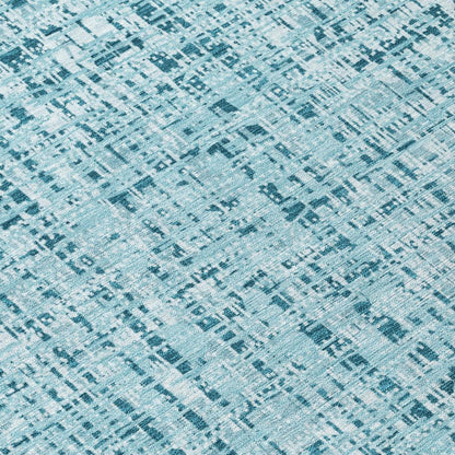 8' Aqua And Teal Blue Round Abstract Washable Indoor Outdoor Area Rug HomeRoots