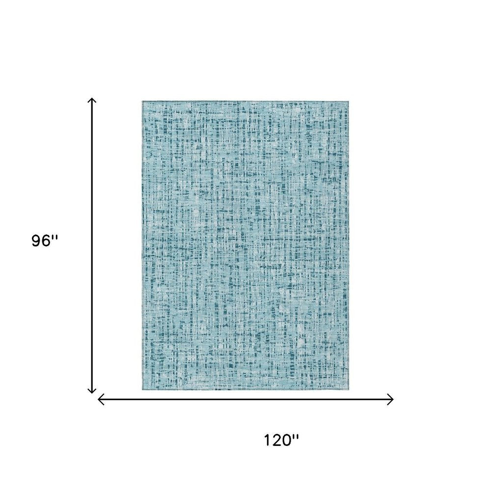 8' X 10' Aqua And Teal Blue Abstract Washable Indoor Outdoor Area Rug HomeRoots