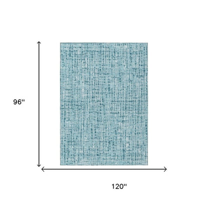 8' X 10' Aqua And Teal Blue Abstract Washable Indoor Outdoor Area Rug HomeRoots