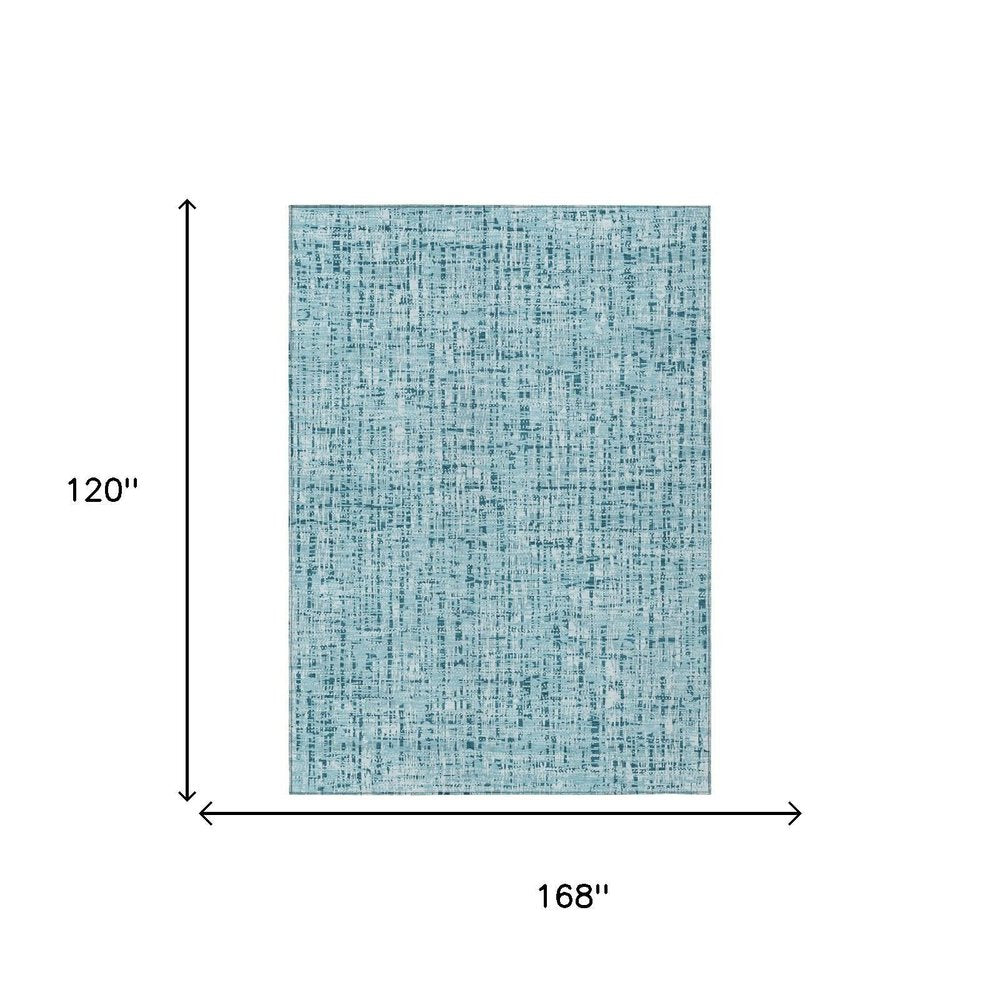 10' X 14' Aqua And Teal Blue Abstract Washable Indoor Outdoor Area Rug HomeRoots